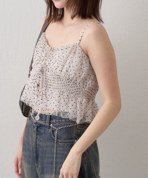 mline（エムライン）の「【この夏着たい！】[mline]チュールギャザーキャミ（シャツ/ブラウス・レディース・ブラック系その他/ブラウン/ブラック/オフホワイト・FREE）」の13枚目の写真