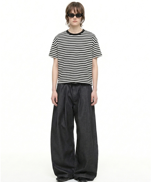 REBRENNER(リブレンナー)の「ピーチストライプクロップ半袖Tシャツホワイトブラック(Tシャツ/カットソー・メンズ・ホワイト系その他2・MEDIUM/LARGE/X-LARGE)」の18枚目の写真