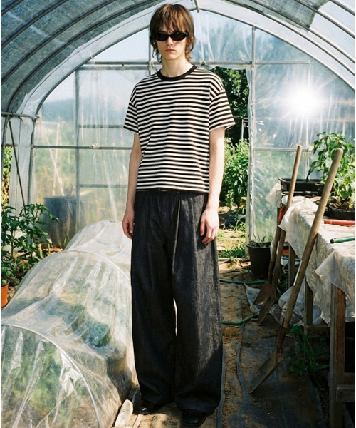 REBRENNER(リブレンナー)の「ピーチストライプクロップ半袖Tシャツホワイトブラック(Tシャツ/カットソー・メンズ・ホワイト系その他2・MEDIUM/LARGE/X-LARGE)」の16枚目の写真