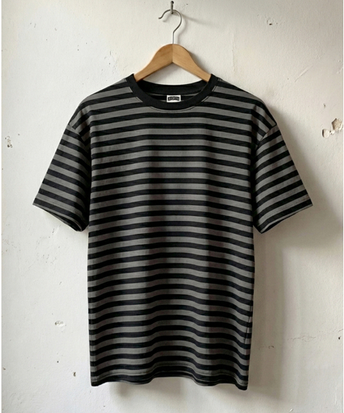 REBRENNER(リブレンナー)の「ピーチストライプクロップ半袖Tシャツホワイトブラック(Tシャツ/カットソー・メンズ・ホワイト系その他2・MEDIUM/LARGE/X-LARGE)」の7枚目の写真