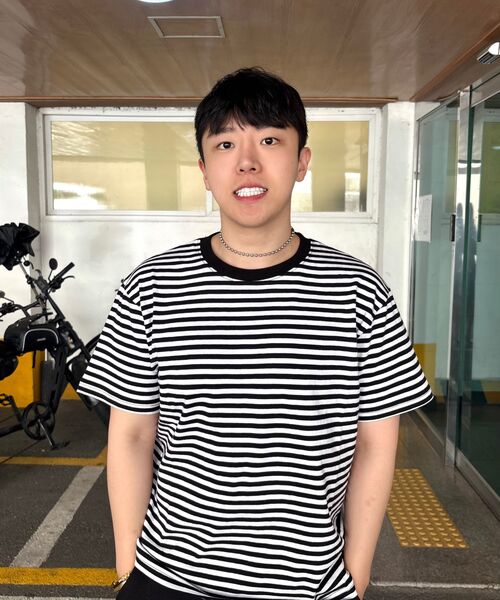 REBRENNER(リブレンナー)の「ピーチストライプクロップ半袖Tシャツホワイトブラック(Tシャツ/カットソー・メンズ・ホワイト系その他2・MEDIUM/LARGE/X-LARGE)」の3枚目の写真