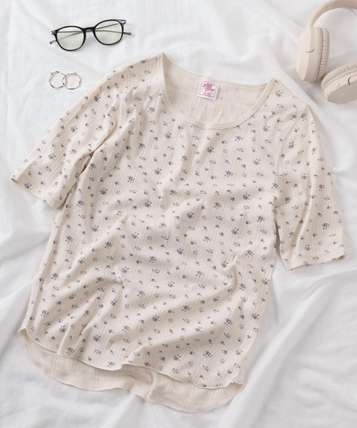 JEMORGAN(ジェーイーモーガン)の「【87】【JEMORGAN/ジェーイーモーガン】花柄 フライス クルーネックTシャツ/レディース/26SUMMER NEW(Tシャツ/カットソー・レディース・ブラック/レッド/ネイビー/ブルー・FREE)」の3枚目の写真