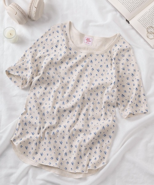 JEMORGAN(ジェーイーモーガン)の「【87】【JEMORGAN/ジェーイーモーガン】花柄 フライス クルーネックTシャツ/レディース/26SUMMER NEW(Tシャツ/カットソー・レディース・ブラック/レッド/ネイビー/ブルー・FREE)」の4枚目の写真
