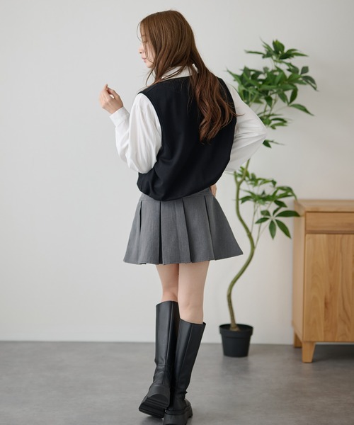 DAYRA(デイラ)の「2ピース風 リボン ベスト 長袖 ブラウス(シャツ/ブラウス・レディース・ブラック/ブラウン/グレー・FREE)」の7枚目の写真