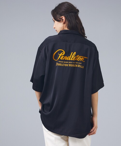 PENDLETON（ペンドルトン）の「【PENDLETON/ペンドルトン】ロゴエンブレム 刺繍 半袖シャツ / ユニセックス（シャツ/ブラウス・メンズ・ブラック/オフホワイト・M/L）」の2枚目の写真