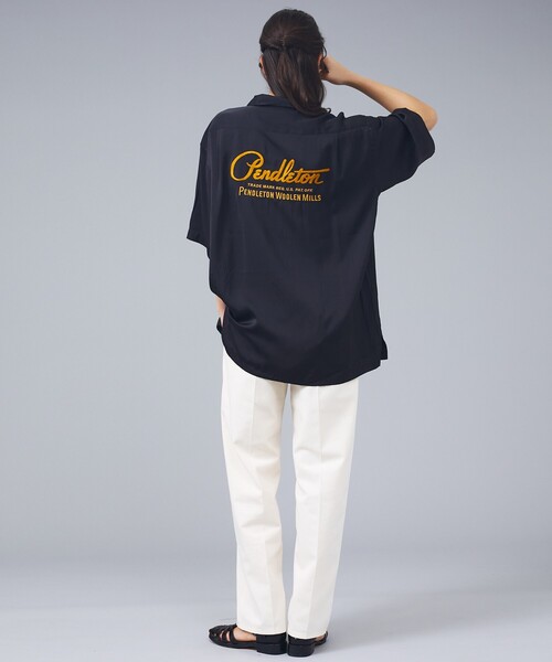 PENDLETON（ペンドルトン）の「【PENDLETON/ペンドルトン】ロゴエンブレム 刺繍 半袖シャツ / ユニセックス（シャツ/ブラウス・メンズ・ブラック/オフホワイト・M/L）」の3枚目の写真