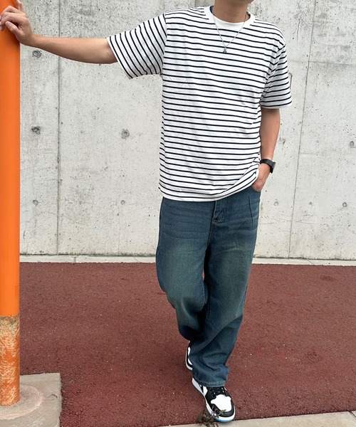 ARCADE(アーケード)の「ワイドストレート デニムパンツ ビンテージウォッシュデニムパンツ(デニムパンツ・メンズ・ネイビー系1/ネイビー系2/ブラック・L/XL/M)」の22枚目の写真