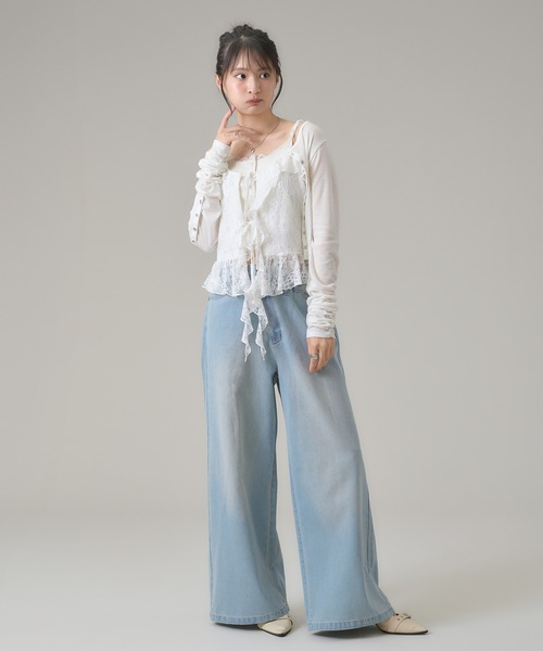 apres jour mignon(アプレジュールミニョン)の「レースフリルキャミ(キャミソール・レディース・オフホワイト/ブラック・LARGE/フリー)」の3枚目の写真