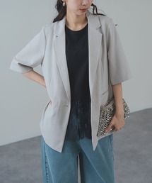 ANNA LUNA（アンナルナ）の「【ANNA LUNA】冷房対策 / UV対策 にも◎軽やかに羽織れる 麻調 5分袖 ジャケット（テーラードジャケット）」