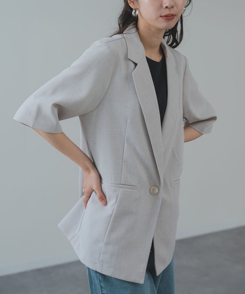 ANNA LUNA(アンナルナ)の「【ANNA LUNA】冷房対策 / UV対策 にも◎軽やかに羽織れる 麻調 5分袖 ジャケット(テーラードジャケット・レディース・ブラック/ベージュ/ネイビー・MEDIUM)」の11枚目の写真