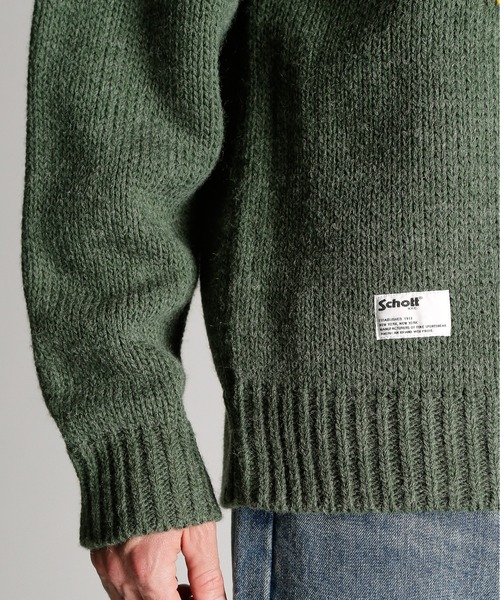 Schott(ショット)の「Schott/ショット/CREW KNIT "FACE TIGER"/クルー ニット フェイス タイガー(ニット/セーター・メンズ・ベージュ/グリーン・M/L/XL)」の7枚目の写真