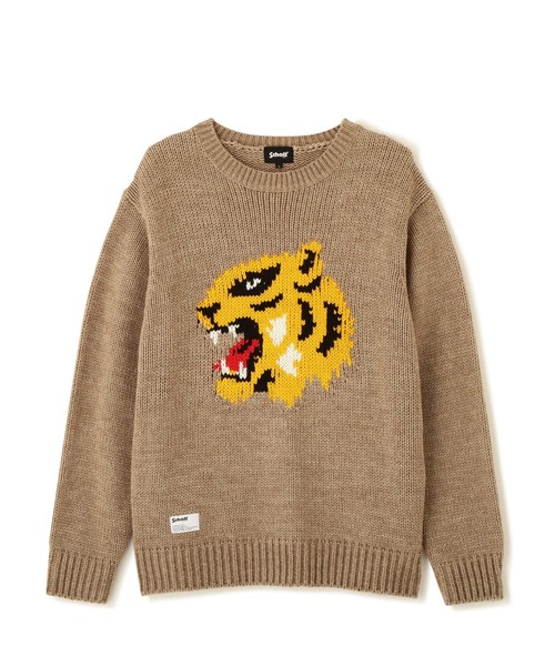 Schott(ショット)の「Schott/ショット/CREW KNIT "FACE TIGER"/クルー ニット フェイス タイガー(ニット/セーター・メンズ・ベージュ/グリーン・M/L/XL)」の10枚目の写真