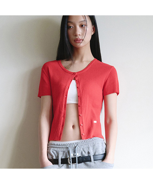 Roen ロエン カーディガン HIROMUTAKAHARA HALF KNIT CARDIGAN RED（カーディガン/ボレロ）｜ROLAROLA（ロラロラ