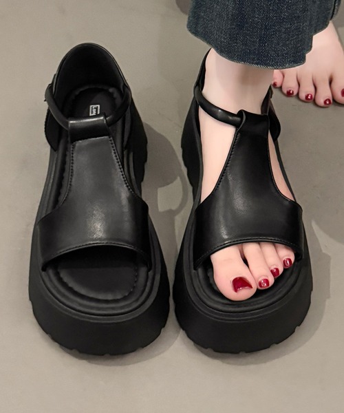 Lace Ladies（レースレディース）の「サイド オープン 厚底 コンフォート サンダル（サンダル・レディース・シルバー/ブラック・23cm/23.5cm/24cm/24.5cm/25cm/22.5cm）」の4枚目の写真