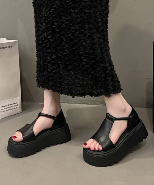 Lace Ladies（レースレディース）の「サイド オープン 厚底 コンフォート サンダル（サンダル・レディース・シルバー/ブラック・23cm/23.5cm/24cm/24.5cm/25cm/22.5cm）」の5枚目の写真