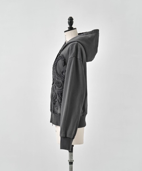 TAAKK(ターク)の「【TAAKK/ターク】Zip Hoodie/ジップフーディー/ウォッシャブル(パーカー・レディース・ブラック/ブルー・1)」の3枚目の写真