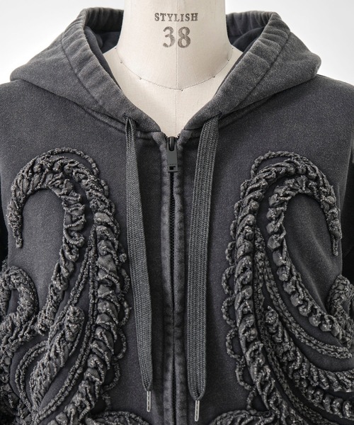 TAAKK(ターク)の「【TAAKK/ターク】Zip Hoodie/ジップフーディー/ウォッシャブル(パーカー・レディース・ブラック/ブルー・1)」の5枚目の写真