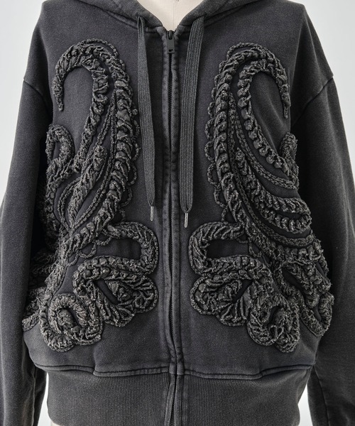 TAAKK(ターク)の「【TAAKK/ターク】Zip Hoodie/ジップフーディー/ウォッシャブル(パーカー・レディース・ブラック/ブルー・1)」の6枚目の写真
