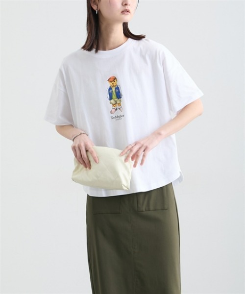nissen(ニッセン)の「綿100%テディベアプリントTシャツ(Tシャツ/カットソー・レディース・オフホワイト/チャコールグレー・M/L)」の4枚目の写真