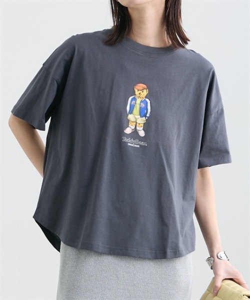 nissen(ニッセン)の「綿100%テディベアプリントTシャツ(Tシャツ/カットソー・レディース・オフホワイト/チャコールグレー・M/L)」の11枚目の写真
