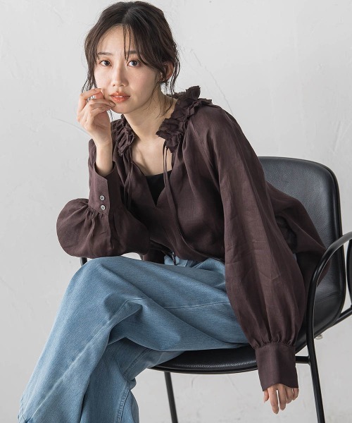Droite lautreamont(ドロワットロートレアモン)の「ラスターラミーカルゼブラウス(シャツ/ブラウス・レディース・ブラウン/オレンジ/ブルー・M)」の3枚目の写真