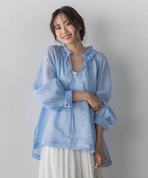 Droite lautreamont(ドロワットロートレアモン)の「ラスターラミーカルゼブラウス(シャツ/ブラウス・レディース・ブラウン/オレンジ/ブルー・M)」の1枚目の写真