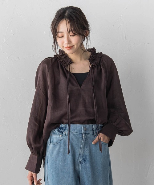 Droite lautreamont(ドロワットロートレアモン)の「ラスターラミーカルゼブラウス(シャツ/ブラウス・レディース・ブラウン/オレンジ/ブルー・M)」の4枚目の写真