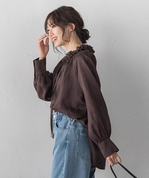 Droite lautreamont(ドロワットロートレアモン)の「ラスターラミーカルゼブラウス(シャツ/ブラウス・レディース・ブラウン/オレンジ/ブルー・M)」の5枚目の写真