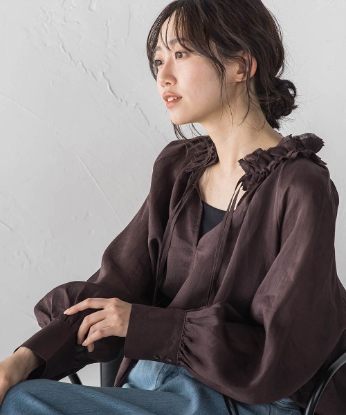 Droite lautreamont(ドロワットロートレアモン)の「ラスターラミーカルゼブラウス(シャツ/ブラウス・レディース・ブラウン/オレンジ/ブルー・M)」の7枚目の写真