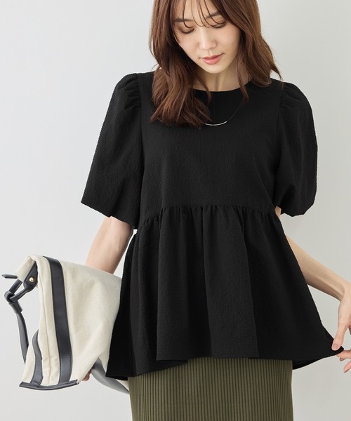 ROPE' PICNIC(ロペピクニック)の「バルーンペプラムブラウス(シャツ/ブラウス・レディース・ホワイト系その他5/ブラック/キナリ/サックスブルー・FREE)」の4枚目の写真