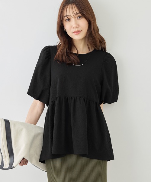 ROPE' PICNIC(ロペピクニック)の「バルーンペプラムブラウス(シャツ/ブラウス・レディース・ホワイト系その他5/ブラック/キナリ/サックスブルー・FREE)」の5枚目の写真