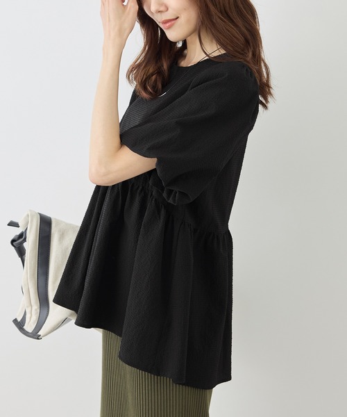 ROPE' PICNIC(ロペピクニック)の「バルーンペプラムブラウス(シャツ/ブラウス・レディース・ホワイト系その他5/ブラック/キナリ/サックスブルー・FREE)」の8枚目の写真
