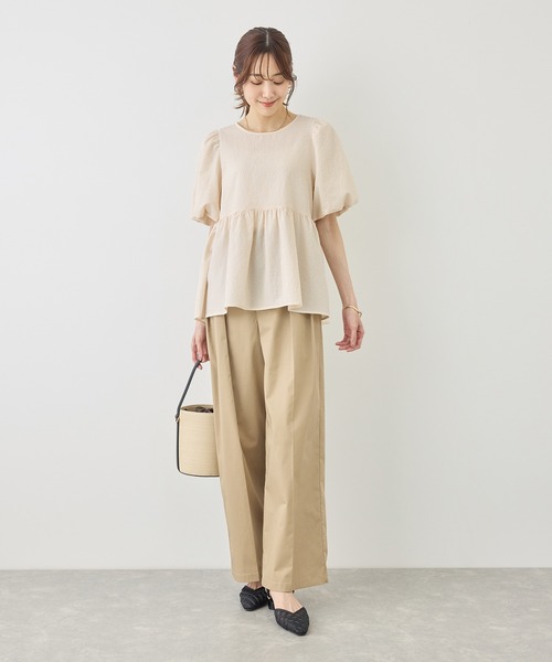 ROPE' PICNIC(ロペピクニック)の「バルーンペプラムブラウス(シャツ/ブラウス・レディース・ホワイト系その他5/ブラック/キナリ/サックスブルー・FREE)」の10枚目の写真