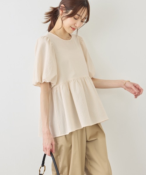 ROPE' PICNIC(ロペピクニック)の「バルーンペプラムブラウス(シャツ/ブラウス・レディース・ホワイト系その他5/ブラック/キナリ/サックスブルー・FREE)」の11枚目の写真