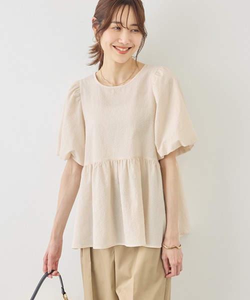 ROPE' PICNIC(ロペピクニック)の「バルーンペプラムブラウス(シャツ/ブラウス・レディース・ホワイト系その他5/ブラック/キナリ/サックスブルー・FREE)」の12枚目の写真