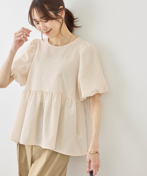ROPE' PICNIC(ロペピクニック)の「バルーンペプラムブラウス(シャツ/ブラウス・レディース・ホワイト系その他5/ブラック/キナリ/サックスブルー・FREE)」の15枚目の写真