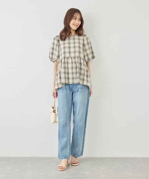 ROPE' PICNIC(ロペピクニック)の「バルーンペプラムブラウス(シャツ/ブラウス・レディース・ホワイト系その他5/ブラック/キナリ/サックスブルー・FREE)」の16枚目の写真