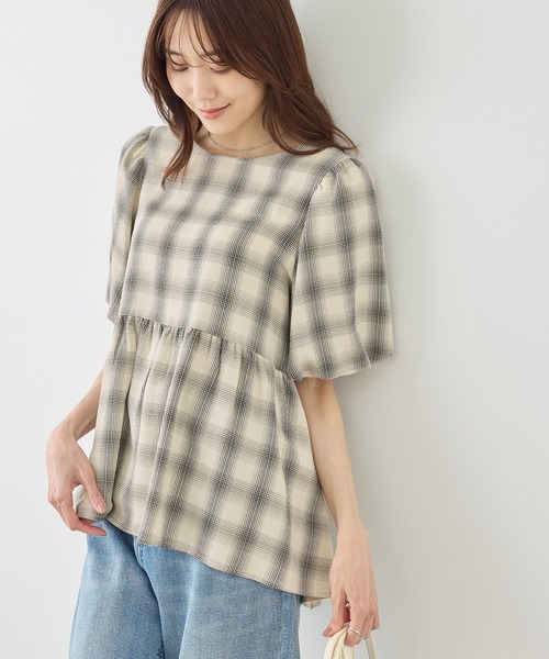 ROPE' PICNIC(ロペピクニック)の「バルーンペプラムブラウス(シャツ/ブラウス・レディース・ホワイト系その他5/ブラック/キナリ/サックスブルー・FREE)」の20枚目の写真
