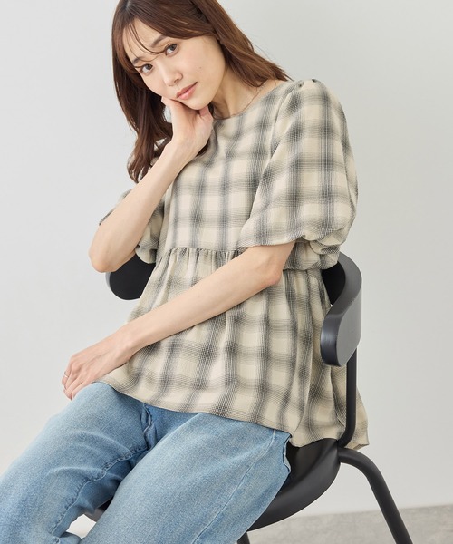 ROPE' PICNIC(ロペピクニック)の「バルーンペプラムブラウス(シャツ/ブラウス・レディース・ホワイト系その他5/ブラック/キナリ/サックスブルー・FREE)」の22枚目の写真