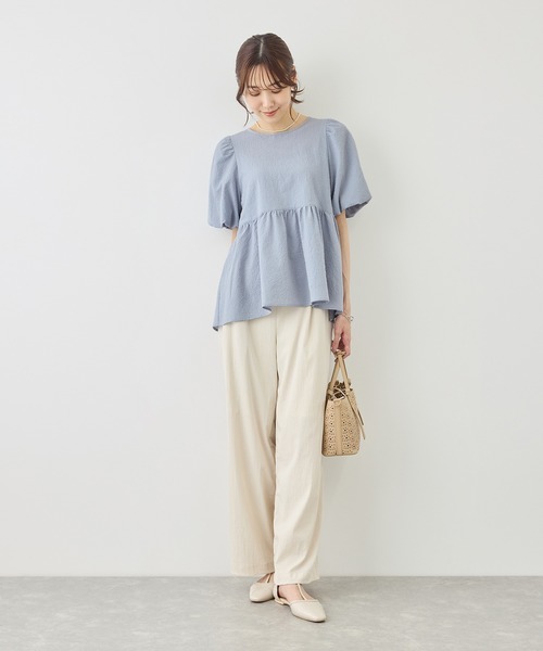 ROPE' PICNIC（ロペピクニック）の「【ベストヒット】細見えバルーンペプラムブラウス（シャツ/ブラウス・レディース・ホワイト系その他5/ブラック/キナリ/サックスブルー/ダークブラウン・FREE）」の20枚目の写真