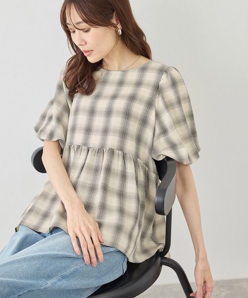 ROPE' PICNIC(ロペピクニック)の「【ベストヒット】細見えバルーンペプラムブラウス(シャツ/ブラウス・レディース・ホワイト系その他5/ブラック/キナリ/サックスブルー/ダークブラウン・FREE)」の22枚目の写真