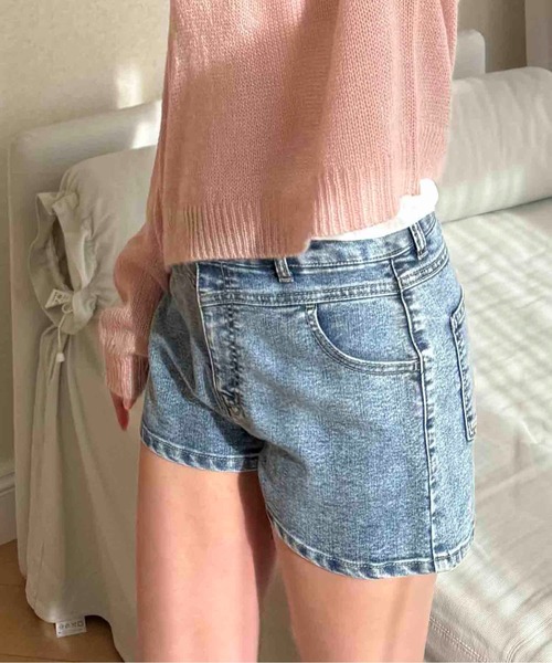 AS KNOW AS plus（アズノゥアズプラス）の「〇ストレッチショートパンツ（デニムパンツ・レディース・ブラック/ブルー系/ブラック系・FREE）」の5枚目の写真
