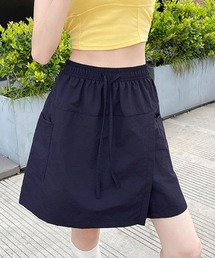 スカート見えラップ風キュロットパンツ薄手ショートパンツショーパン短パン