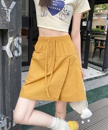 スカート見えラップ風キュロットパンツ薄手ショートパンツショーパン短パン