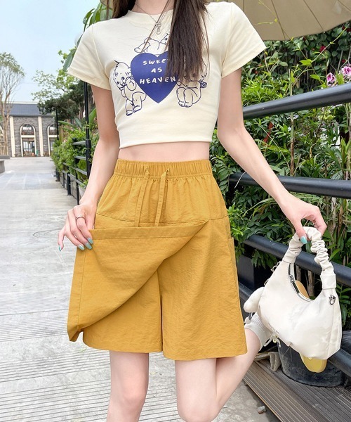 Miniministore(ミニミニストア)の「スカート見えラップ風キュロットパンツ薄手ショートパンツショーパン短パン(その他パンツ・レディース・ホワイト/イエロー/パープル/ネイビー/グレイッシュベージュ/ライトブルー・FREE)」の17枚目の写真