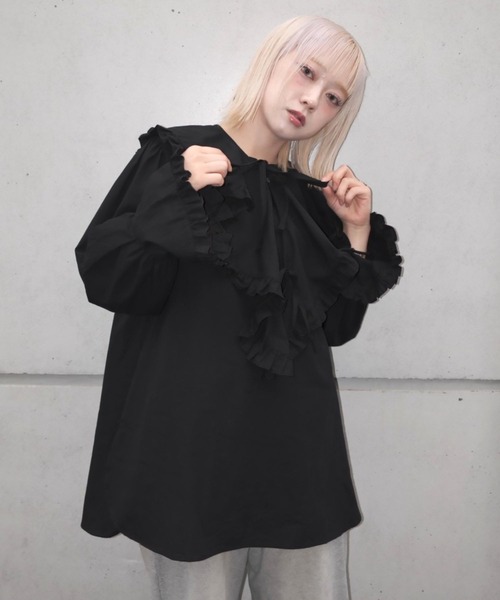ZOZOMARKET by aoi(ゾゾマーケットバイアオイ)の「【インフルエンサー aoiセレクト】コットンフリルブラウス(シャツ/ブラウス・レディース・ブラック/ホワイト・FREE)」の13枚目の写真
