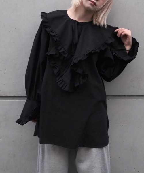 ZOZOMARKET by aoi(ゾゾマーケットバイアオイ)の「【インフルエンサー aoiセレクト】コットンフリルブラウス(シャツ/ブラウス・レディース・ブラック/ホワイト・FREE)」の12枚目の写真