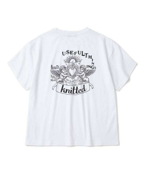 KNITTED(ニッティド)の「ヘブンリーバーニングハートクロップTシャツホワイト(Tシャツ/カットソー・メンズ・ホワイト・MEDIUM/LARGE/X-LARGE)」の1枚目の写真