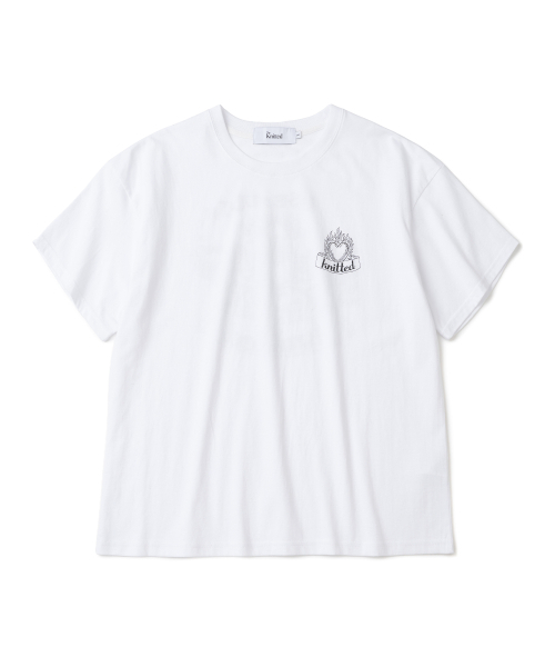 KNITTED(ニッティド)の「ヘブンリーバーニングハートクロップTシャツホワイト(Tシャツ/カットソー・メンズ・ホワイト・MEDIUM/LARGE/X-LARGE)」の8枚目の写真