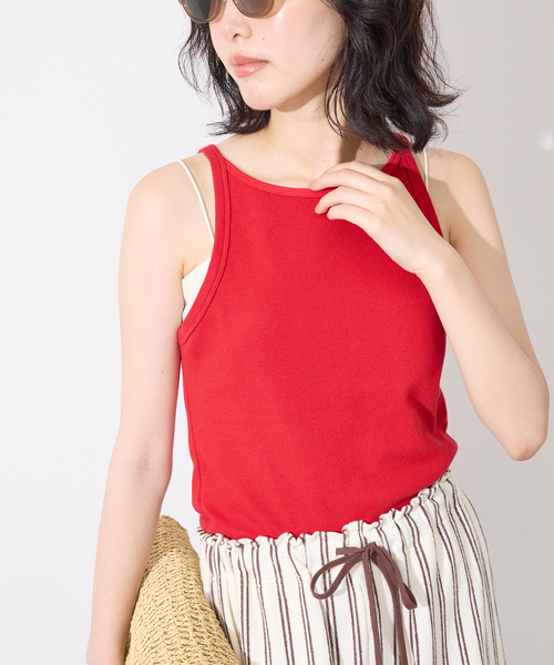 CAROUSE LAMBRA(ケラウズランブラ)の「CaRouseLamBRa/ケラウズランブラ リブキャミソール 251-380 REGULAR(Tシャツ/カットソー・レディース・レッド/アイボリー・FREE)」の2枚目の写真